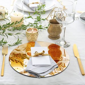 12 Zoll Goldene Runde Spiegel-Tischdekoration für Kerzen, Hochzeiten und Partys, Kreisförmige Spiegeltabletts - Product Image 2