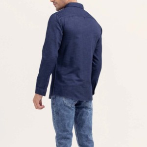 Chemises en denim respirantes en satin tricoté pour hommes, sur mesure, OEM, fournisseur professionnel de coton, manches longues lavées - Product Image 2