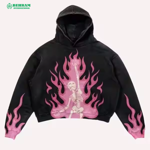 Sweat-shirts à capuche pour hommes 100% Coton Polaire/French Terry, style pull à épaules tombantes, délavé à la pierre vintage, respirant et à séchage rapide - Product Image 5