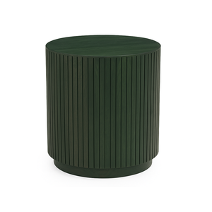 Mesita de Noche Minimalista de Madera Acanalada - Mesa Auxiliar de Madera Maciza Estilo Tambor - Mesa de Centro Artesanal con Diseño Acordonado para Sala de Estar - Product Image 3