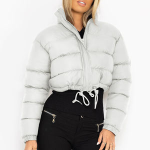 Top vente Logo personnalisé recadrée doudoune pour femmes coupe-vent avec col rabattu coton remplissage traitement brut 2025 - Product Image 4