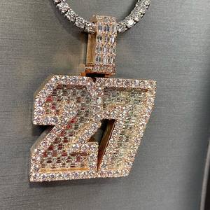 Alta calidad dos tonos plata y oro VVS Moissanite diamante colgante nombre personalizado Hip Hop Iced Out colgantes y dijes - Product Image 1