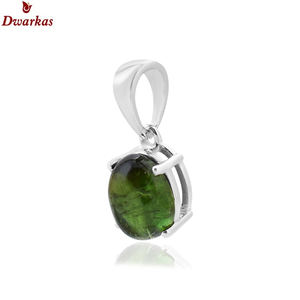 Venta al por mayor de Plata de Ley 925 sólida turmalina verde piedras preciosas colgantes elegantes colgantes para regalo - Product Image 2