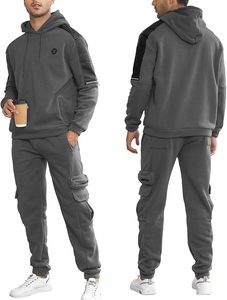Conjunto Deportivo de 2 Piezas para Hombre, Sudadera con Capucha, Chándal Atlético para Correr, Conjunto Deportivo Informal de Manga Larga - Product Image 3