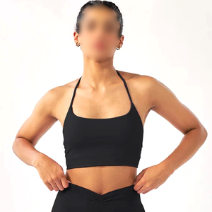 El mejor proveedor, la más alta calidad, al por mayor, transpirable, servicio OEM, ropa informal con logotipo propio, Sujetador deportivo sencillo con cuello Halter - Product Image 1