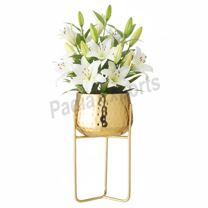 Pot de fleurs en acier inoxydable avec support pour la maison et le jardin - Product Image 1