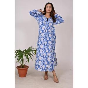 Vestido de algodón indio hecho a mano, Vestido largo de estilo bohemio con estampado de bloques, ropa de fiesta ecológica para mujer, cintura Natural - Product Image 4