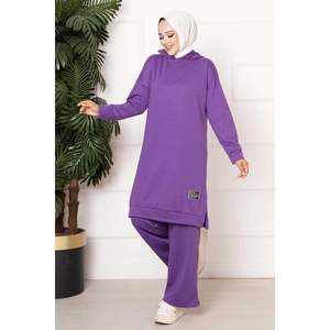 Survêtement à capuche violet avec détail d'emblème et décoration à motif de tissu à double fil de taille XL - Product Image 2