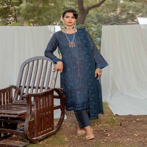 MI Creation Brand Mujer Casual Viscosa 3 piezas Salwar Kameez Costura personalizada Disponible Vestidos musulmanes Bunai Heavy - Product Image 5