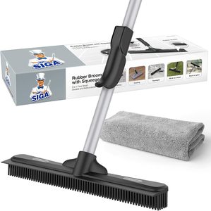 Balai en caoutchouc pour enlever les poils d'animaux MR.SIGA avec raclette intégrée, brosse 3 en 1 pour tapis, manche réglable de 61 pouces - Product Image 2