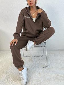 Ensemble de survêtement décontracté à capuche pour femme, style actif, pour l'entraînement, le fitness, le sport et le quotidien - Product Image 5