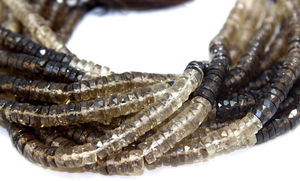 Perles en forme de pneu Heishi à facettes en quartz fumé naturel pour la fabrication de bijoux Perles de pierres précieuses en quartz en vrac de 5 à 6mm au prix du fabricant - Product Image 6