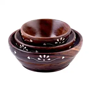 Customized Natural Eco Friendly Coconut Shell Bowl Coconut Fruit Salad Noodle Bowl Handmade Wooden Bowl for Kit