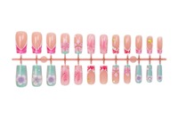 HYC-DZ-1884 Faux Ongles Roses Macaron à Presser 24 Pièces, Strass 3D Fleur à Cinq Pétales, Printemps-Été, Vente en Gros