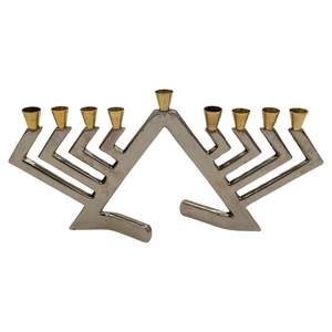Handcrafted Customizable Aluminum Menorah Artistic Metal <b>Candelabra</b> for Religious Home Decoration - Product Image 4