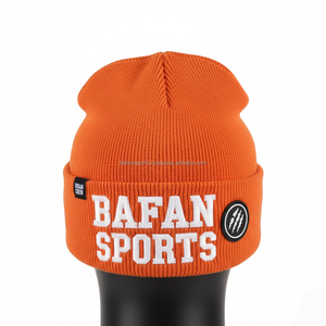 Alta calidad 280 GSM acrílico hombres Beanie Cap cálido grueso invierno tejido naranja estilo personalizado 3D bordado Logo jacquard Beanie Cap - Product Image 4