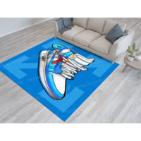 Bedruckter Wollteppich - Sportschuh-Design Umweltfreundliches Patchwork-Muster Latex-Rückseite Pflegeleicht Traditionelle Heimdekoration Mittellanger Flor