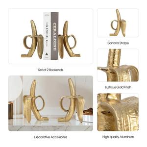 Elegant Brass Banana Bookends <b>Gold</b> Finished Suitable for Bookshelf Office Workspace and Living <b>Room</b> Display From India - Product Image 6