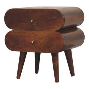 Modern Capsule Shape <b>Bedside</b> Table Elegant <b>Wooden</b> Nightstand with Two Drawers for bedroom - Product Image 5