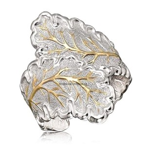 Ensemble de 3 anneaux de serviette de mariage de luxe en argent plaqué or de haute qualité, finition cuivre antique poli brillant, métal robuste - Product Image 4