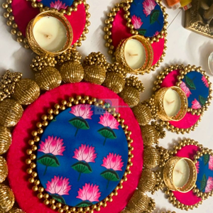 Rangoli traditionnel ensemble avec photophore bougeoir Diwali décor centres de table cadeau de mariage faveur Diwali décoration - Product Image 5