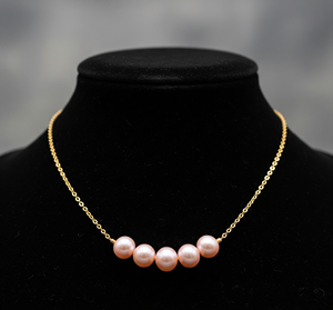 Cadena delicada de plata 925 de grado superior hecha a mano de agua dulce oro/perla cultivada blanca collar Certificado de Grado AAA AA varios tamaños - Product Image 1