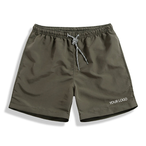 Ropa de playa de Color sólido de verano, venta al por mayor, pantalones cortos de baño para hombre, cintura elástica de punto, logotipo personalizado informal ecológico - Product Image 5