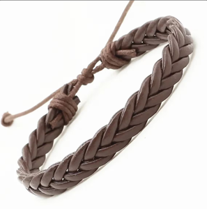 Leather Bracelet for <b>Men</b>,Black Braided Boho Style Faux Simple Leather Hippie Jewelry Adjustable Surfer Bracelet - Product Image 1