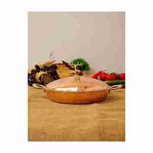 Ustensiles de service en rotin écologiques les plus vendus Pot de service en cuivre de haute qualité avec plat de riz sûr fabriqué en Inde Ensemble de cuisine - Product Image 4