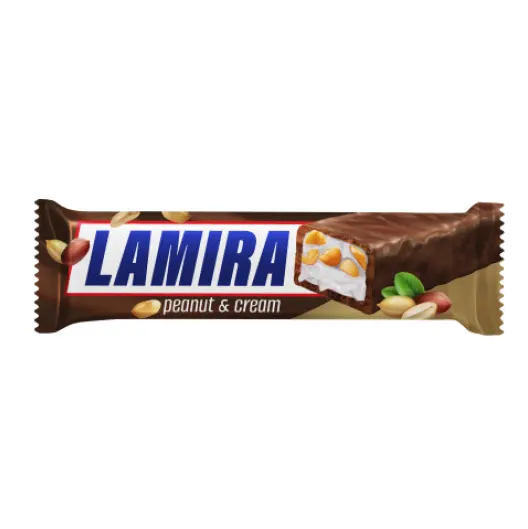 Barre de chocolat Lamira remplie de crème et de cacahuète emballage 50G