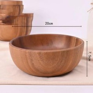 Cuenco de madera pesado para ensalada de frutas con acabado minimalista y textura audaz para una experiencia gastronómica orgánica en el hogar - Product Image 6