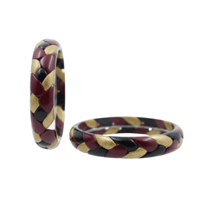 <b>Set</b> of 2 Crystal Bracelets & <b>Bangles</b> Maroon Black & <b>Gold</b> Braided Lac Stylish and Elegant - Product Image 4