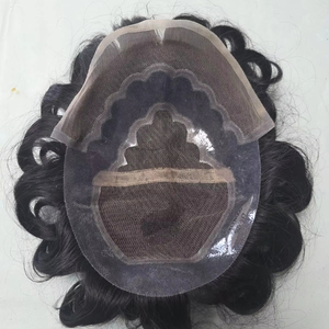 วิกผมแท้แบบติดหน้าผากสำหรับผู้ชาย ทรงผมลอนธรรมชาติและผมตรงแบบหยิก - แผ่นผมอินเดียเนื้อนุ่ม - Product Image 1