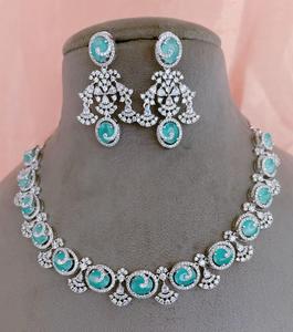 Collier de diamants CZ Zircon à la mode avec boucles d'oreilles ensemble de bijoux aspect diamant américain pour cadeau de mariage fête élégante pour les femmes - Product Image 6