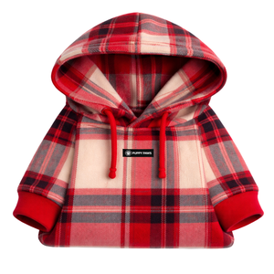 เสื้อฮู้ดลายสก็อตสีแดงสำหรับสุนัข ผ้าฟลีซนุ่ม เสื้อกันหนาวมีฮู้ด อุ่นสบาย เหมาะสำหรับสุนัขขนาดเล็ก กลาง และใหญ่ - Product Image 6