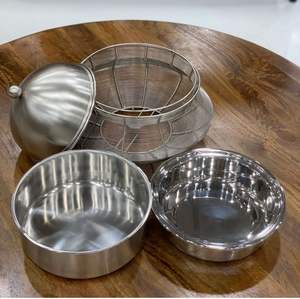 Nouveau design Casserole chauffante ronde argentée de style arabe en acier inoxydable fabriquée en métal pour Buffet Surving - Product Image 4