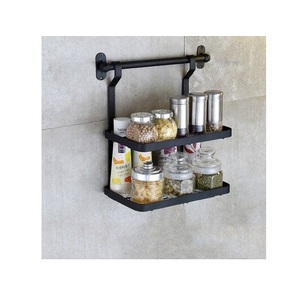 Sleek metal kitchen storage <b>rack</b> designed to provide organized storage for plates bowls jars and pantry items - Product Image 4