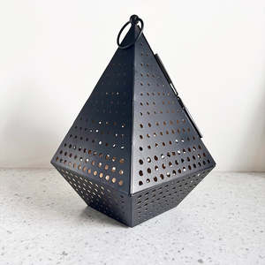 Best Sale Metal Dotted Textured <b>Black</b> Hanging And Table Candle <b>Lantern</b> For Wedding Favor Garden Home Use - Product Image 1