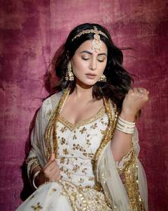 Readymade tradicional étnico indio paquistaní Kurti & Dupatta Set, Georgette con bordado de lentejuelas trabajo completo costura fiesta - Product Image 4