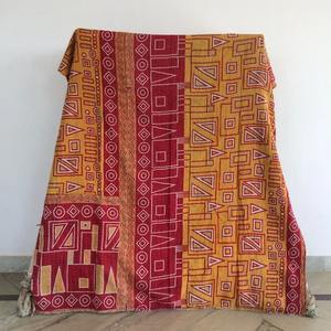 100% organique Mulmul Vintage Kantha coton couette 55*85 pouces doux confortable solide motif à la main inde lin couvertures portables - Product Image 6