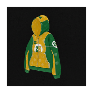 Épais 375 GSM polaire fermeture éclair à capuche vêtements d'hiver doux intérieur brossé coton tissu vert jaune logo personnalisé conception bases à capuche - Product Image 4
