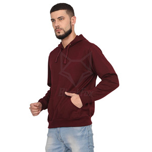 Sweat-shirt à capuche pour homme, couleur marron, coupe classique, en coton, décontracté, avec poche avant, couleur unie, pour l'automne - Product Image 3