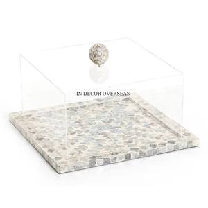 Alto aspecto atractivo exigente madre de perla trabajo mosaico con cuentas único diseñador de lujo soporte de pastel de la India en el precio más bajo - Product Image 2