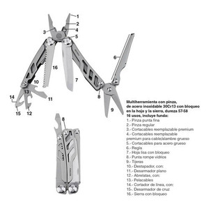 Pinze multifunzione Nextorch MATE 16-in-1 con forbici bloccabili in acciaio inossidabile, durezza 57-58 - Product Image 3