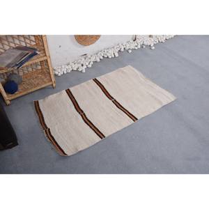 Alfombra de lana moderna de 2,4x4 pies en beige, rayas negras, alfombra rectangular esponjosa para sala de estar, coche, patrón de retazos, respaldo de látex - Product Image 3