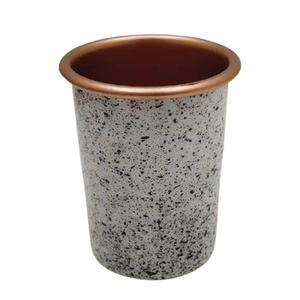 Trendiing aluminium rond jardinière vert clair émail et laiton couleur or pour bureau intérieur extérieur jardinière jardinage à la main - Product Image 2