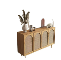 Armoire de rangement en rotin en bois massif moderne et simple pour salle à manger