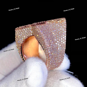 <b>Silver</b> Iced Out Star <b>Ring</b> Baguette Cut Moissanite Diamond Look Hip Hop Statement Wide Band Luxury Shine For <b>Men</b> Women Gift - Product Image 3