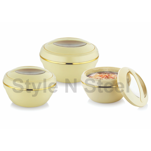 Wholesale Stainless Steel 3-Piece Cookware Set Double Wall 2-Tone <b>Saucepan</b> and Casserole Excellent Value - Product Image 1