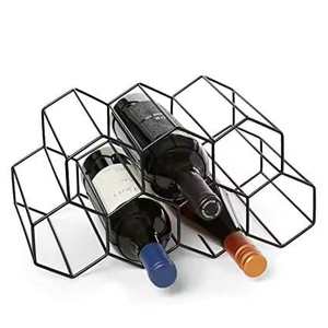 Porte-bouteilles de vin en métal noir tendance, multi-rangements, sur pied, pour la maison et le club, porte-bouteilles de vin et de champagne - Product Image 4